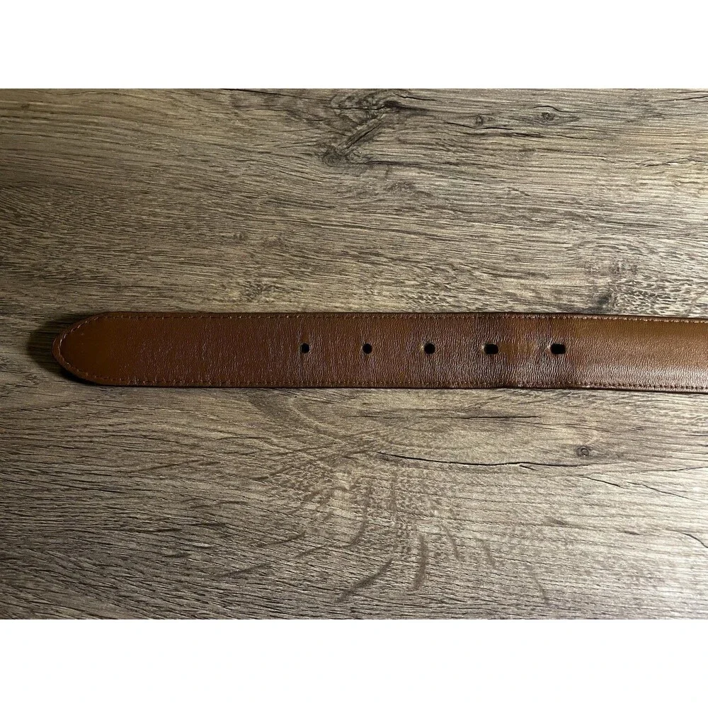 L L Bean Textured Brown Leather Belt Size 48 Made In USA